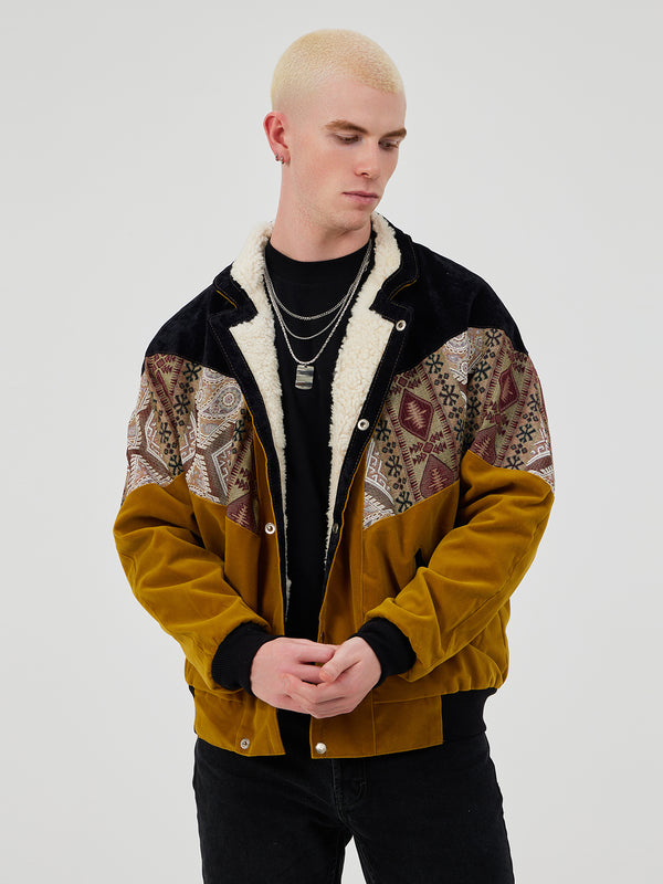 AZTEC MUSTARD & BLACK UNISEX VINTAGE JACKET L