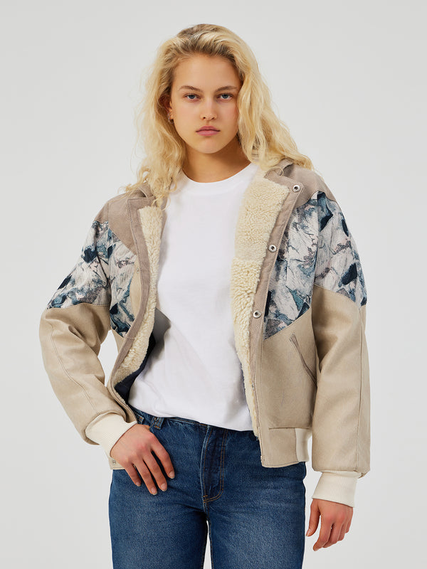 AZTEC CREAM & GREY UNISEX VINTAGE JACKET S