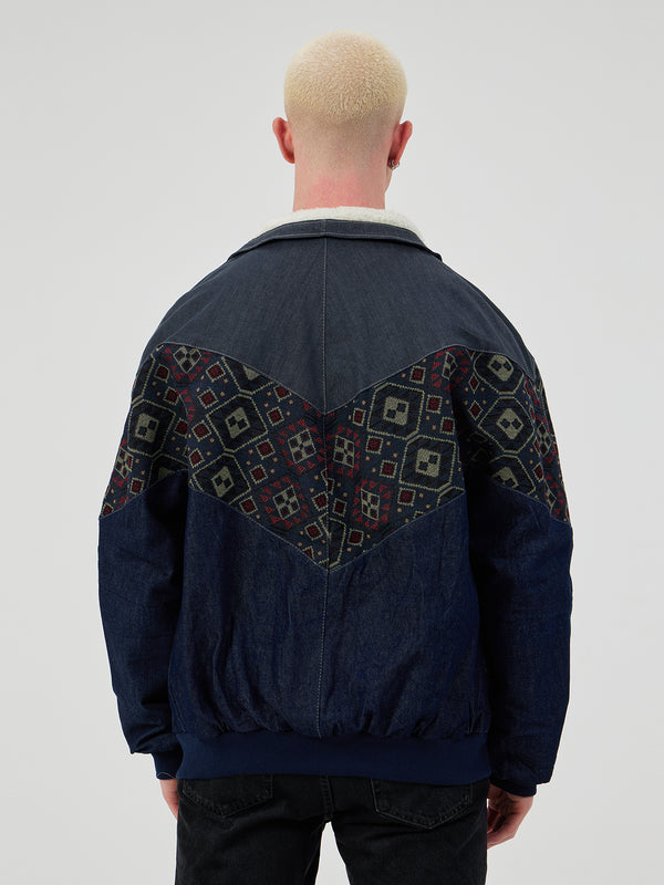 AZTEC JEAN BLUE & ANTHRACITE UNISEX VINTAGE JACKET XL