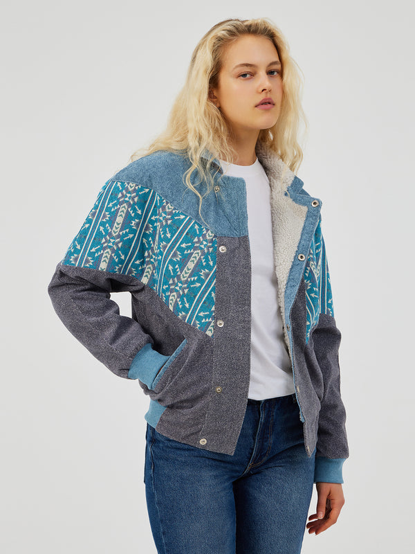 AZTEC GREY & BLUE UNISEX VINTAGE JACKET S