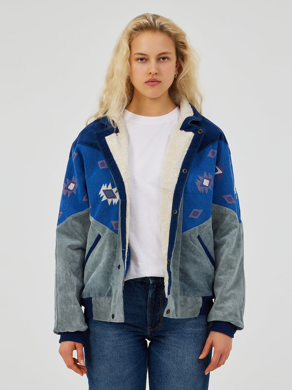 AZTEC GREY & JEAN BLUE UNISEX VINTAGE JACKET S