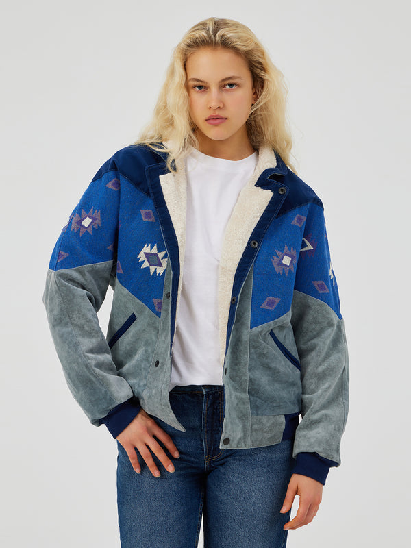 AZTEC GREY & JEAN BLUE UNISEX VINTAGE JACKET S