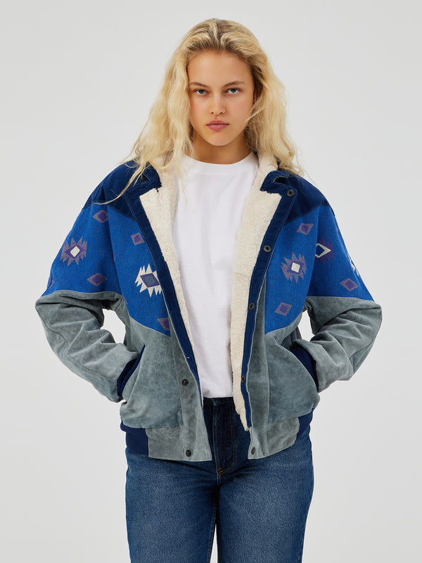 AZTEC GREY & JEAN BLUE UNISEX VINTAGE JACKET S