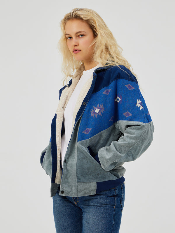 AZTEC GREY & JEAN BLUE UNISEX VINTAGE JACKET S