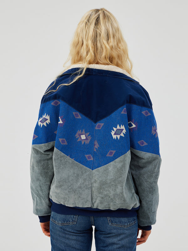 AZTEC GREY & JEAN BLUE UNISEX VINTAGE JACKET S