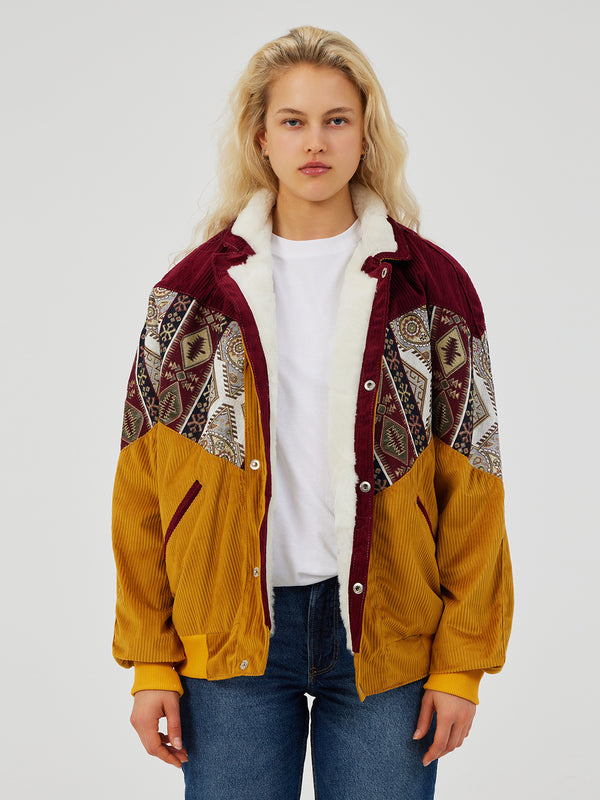 AZTEC YELLOW & PLUM UNISEX VINTAGE JACKET L