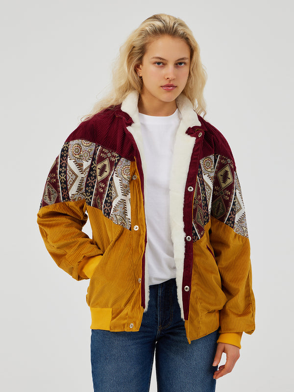 AZTEC YELLOW & PLUM UNISEX VINTAGE JACKET L