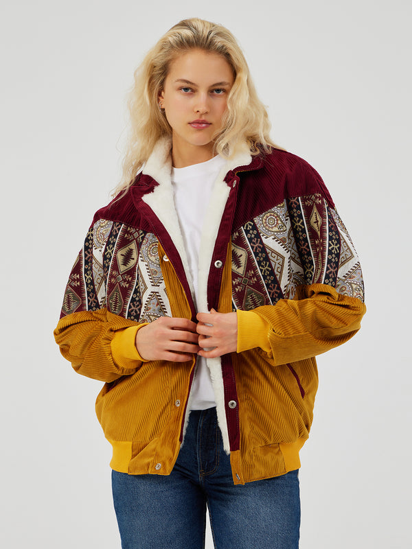 AZTEC YELLOW & PLUM UNISEX VINTAGE JACKET L