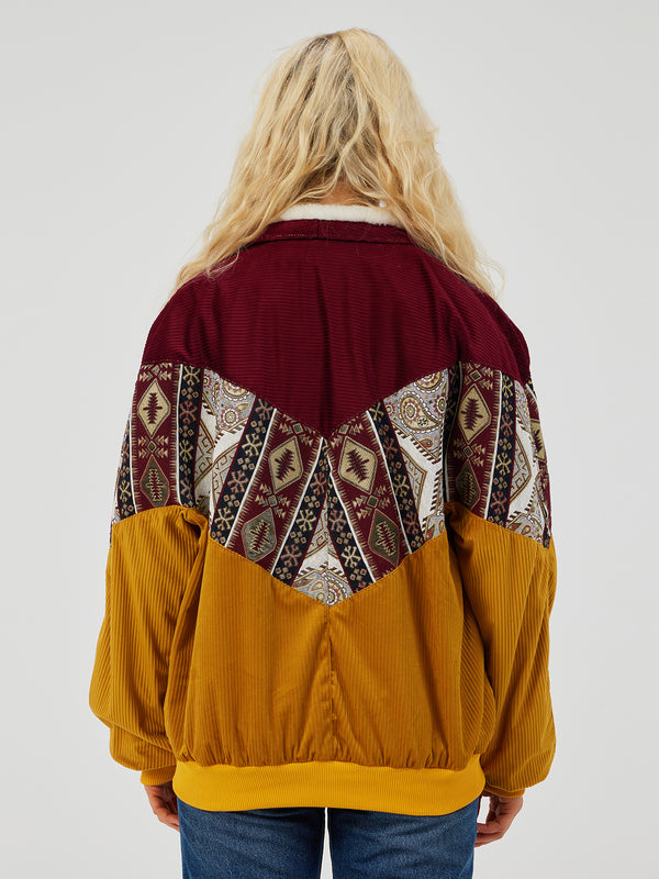 AZTEC YELLOW & PLUM UNISEX VINTAGE JACKET L