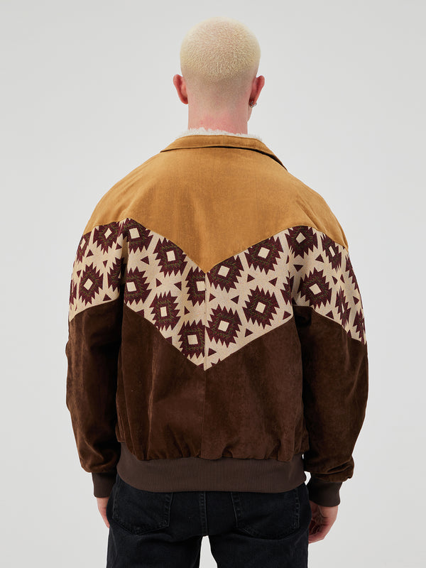 AZTEC DARK BROWN & LIGHT BROWN UNISEX VINTAGE JACKET L