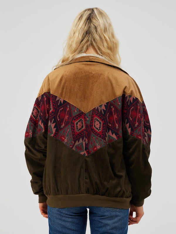 AZTEC DARK BROWN & LIGHT BROWN UNISEX VINTAGE JACKET M