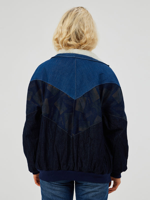 AZTEC NAVY BLUE & JEAN BLUE UNISEX VINTAGE JACKET L