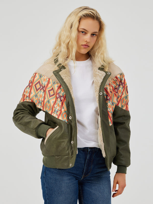 AZTEC GREEN & CREAM UNISEX VINTAGE JACKET XS