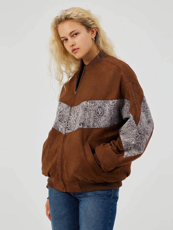 BROWN UNISEX BOMBER JACKET L